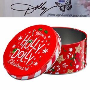 Dolly Parton, "Holly Dolly Christmas" Decorative Holiday Tin- Red